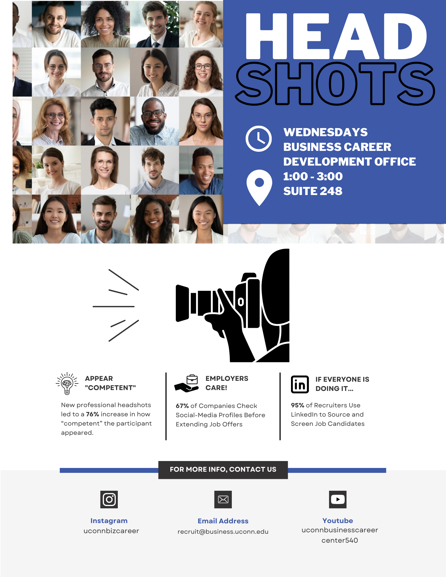 Business career office for Headshots 1-3 on Wednesday